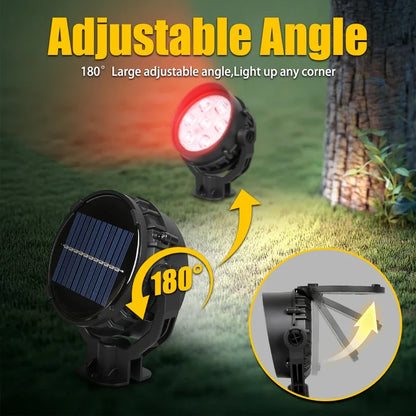 9 LED Solar Spot Lights IP65 Waterproof Outdoor RGB Solar Landscape Lights Brightness Adjustable for Garden Yard Palm Trees