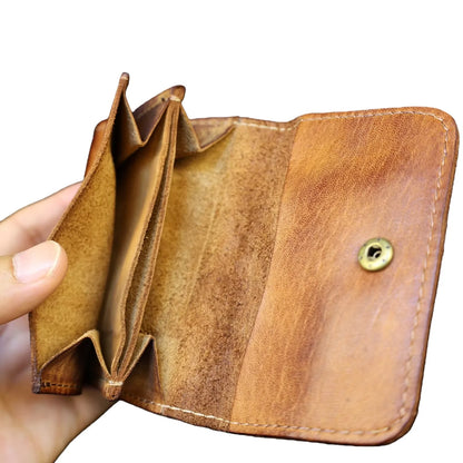 Genuine Cowhide Leather Wallet for Men Women Vintag2026 Small Men's Wallets Compact Card Holder Leather Coin Purse