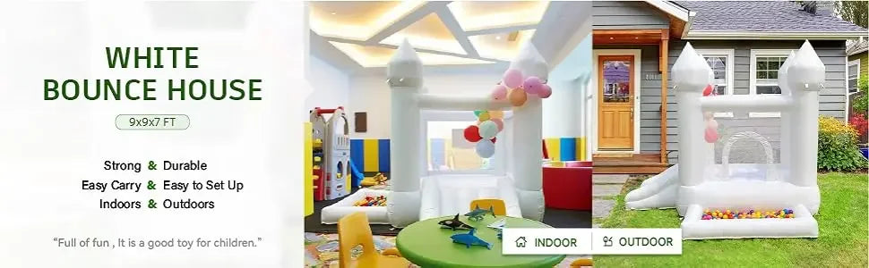 9FT White Wedding Inflatable Bounce House With Slide Bouncy Castle For Kids Jumping Party Game Trampoline With UL Blower Outdoor