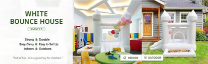 9FT White Wedding Inflatable Bounce House With Slide Bouncy Castle For Kids Jumping Party Game Trampoline With UL Blower Outdoor