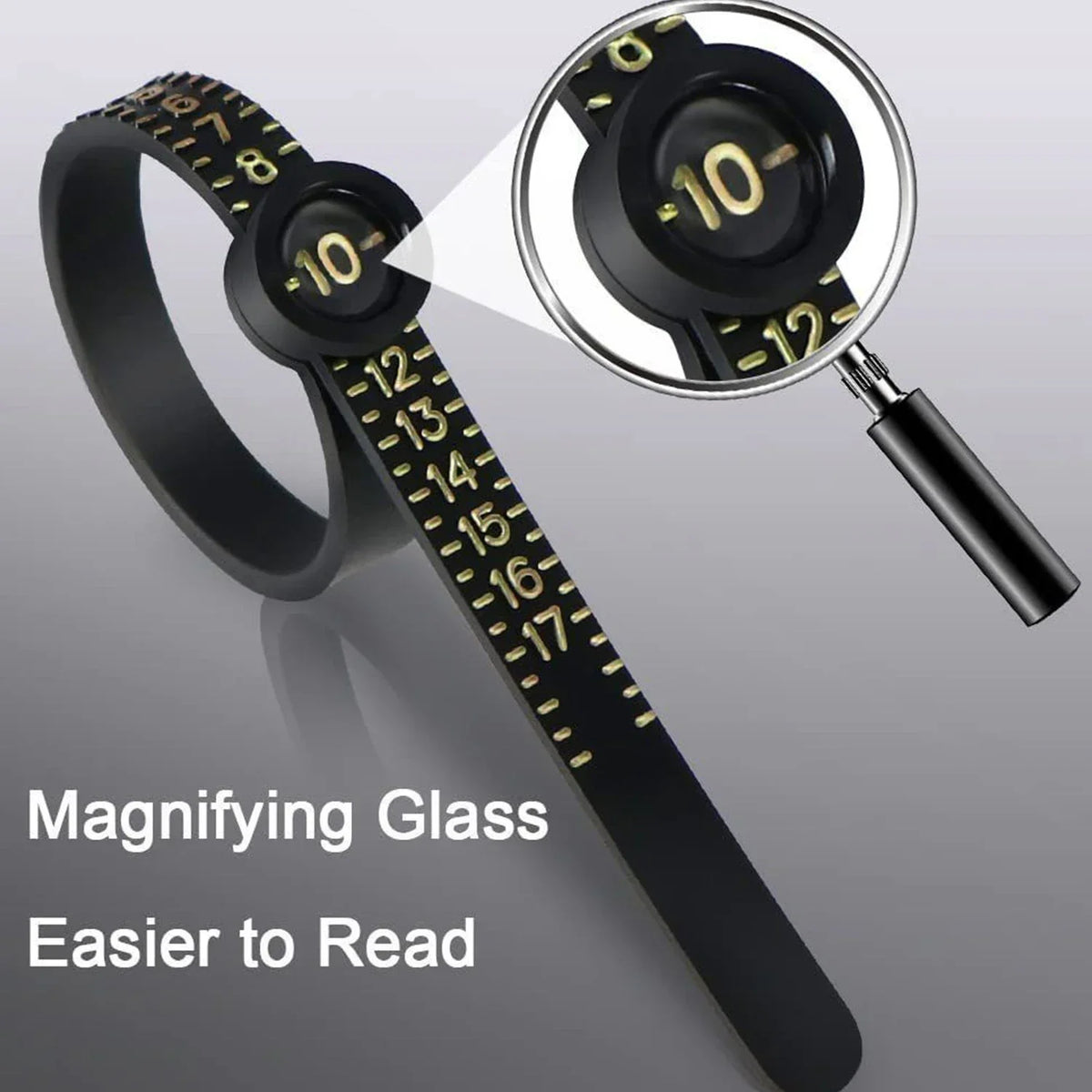 Adjustable Ring Sizer with Magnifier US/UK/EU/HK Size Chart Reusable Finger Measuring Tool for Accurate Ring Sizing