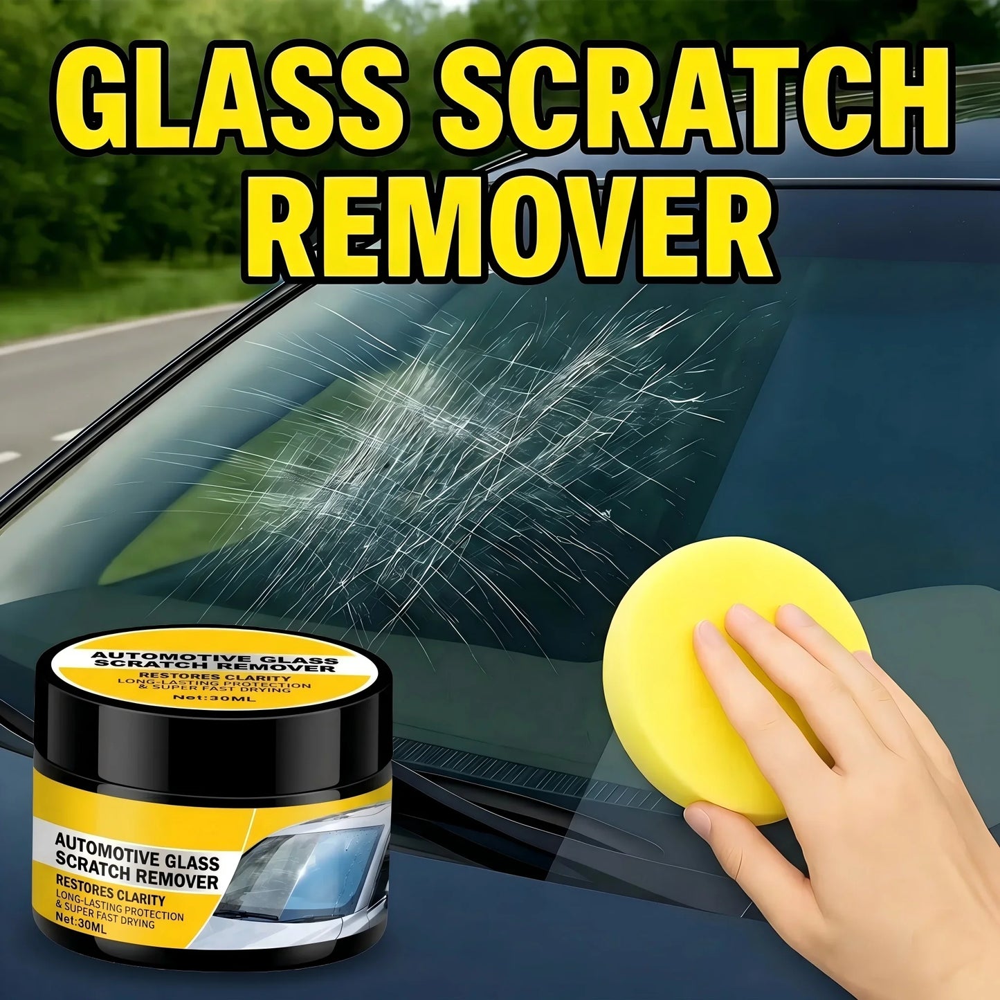 Polish / Restore / Brighten – Car Glass Scratch Repair Compound, Windshield Renovation Paste, Mirror Finish Brightener