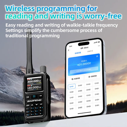 1/2PCS Baofeng UV-5R Mini Walkie Talkie Dual Band Dual PTT Bluetooth Programming Frequency Type-C Charger AM/FM Camping Portable