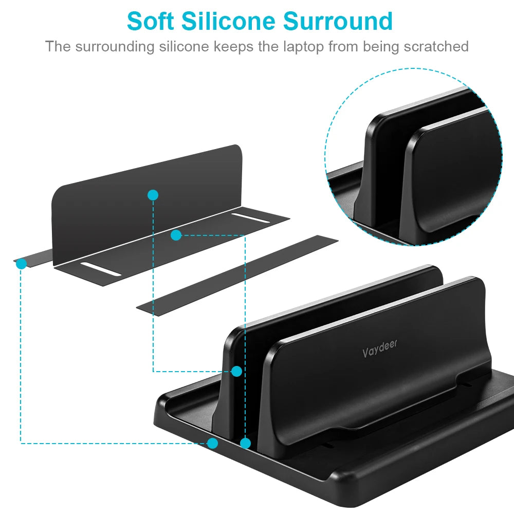 Vertical Laptop Stand Plastic Portable Macbook/Tablet/Phone Holder Adjustable Desktop Notebook Dock Space Save Accessory-Vaydeer