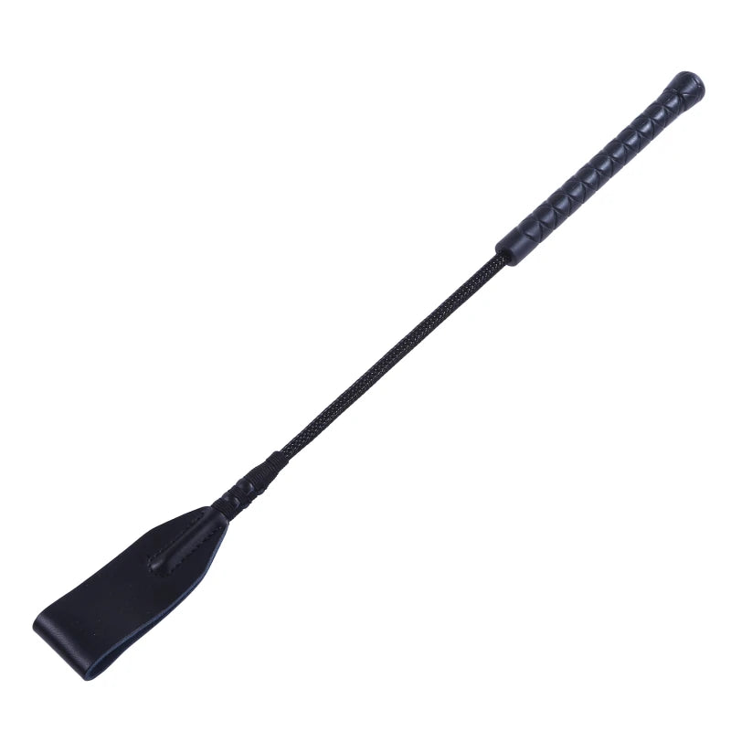 High Quality Black Faux Leather Horse Whip Hand Made Halter Braided Riding Racing Equipment