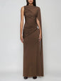 Weird Puss Elegant Party Dress Woman Ruched o-Neck Sleeveless Irregular Ribbon Metal Trim Classic Chic Birthday Banquet Vestidos