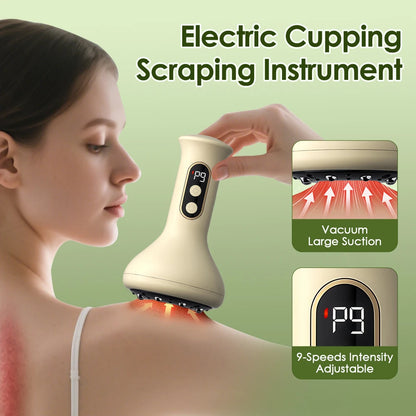 USB Rechargeable Abdominal Massager for Hot Compress and Adjustable Guasha Cupping Intensity Arm and Leg Massage Handheld