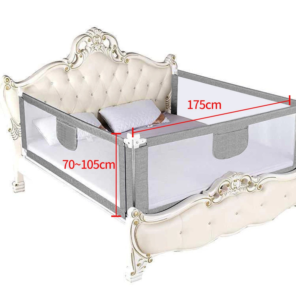 Bed fence for toddlers, Vertical lift bed guard, adjustable height, baby bed grid, 150/200/cm, gray Pink Blue