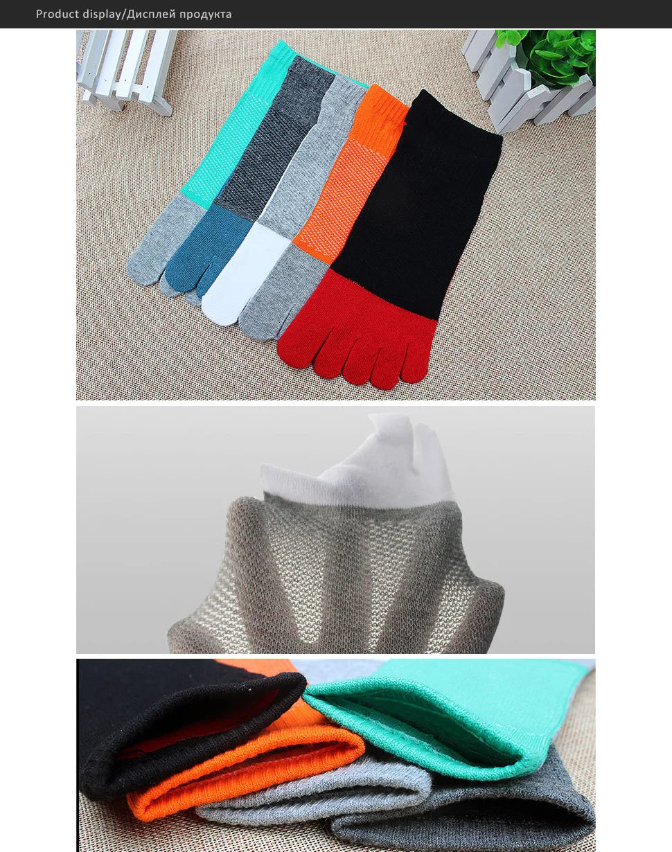 1/5 Pairs Summer Toe Ankle Socks Cotton Colorful Mesh Breathable Shallow Mouth Sweat-Absorbing Deodorant No Show 5 Finger Socks