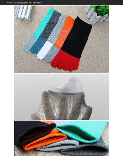 1/5 Pairs Summer Toe Ankle Socks Cotton Colorful Mesh Breathable Shallow Mouth Sweat-Absorbing Deodorant No Show 5 Finger Socks