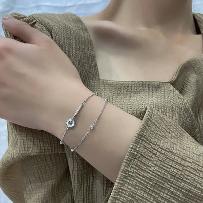 VENTFILLE 925 Sterling Silver Line Extremely Fine Bracelet for Women Love Haert Bead Korean Ins Sweet Jewelry Gift Dropshipping