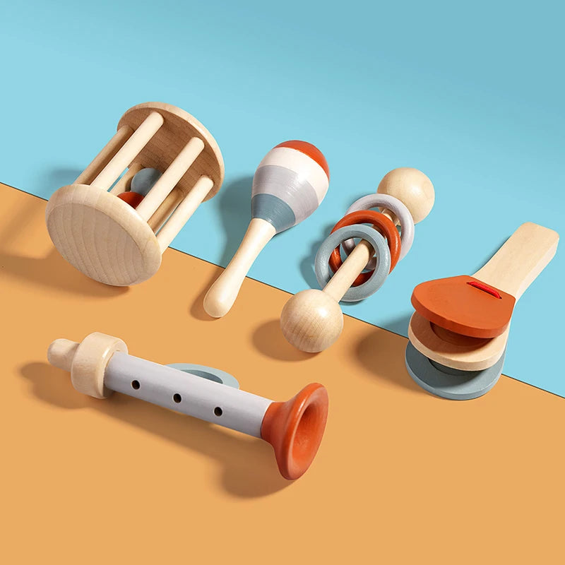 Baby Musical Instruments Wooden Toys Montessori Percussion Instruments Drut Set with Xylophone Preschool Educational Kids Gifts