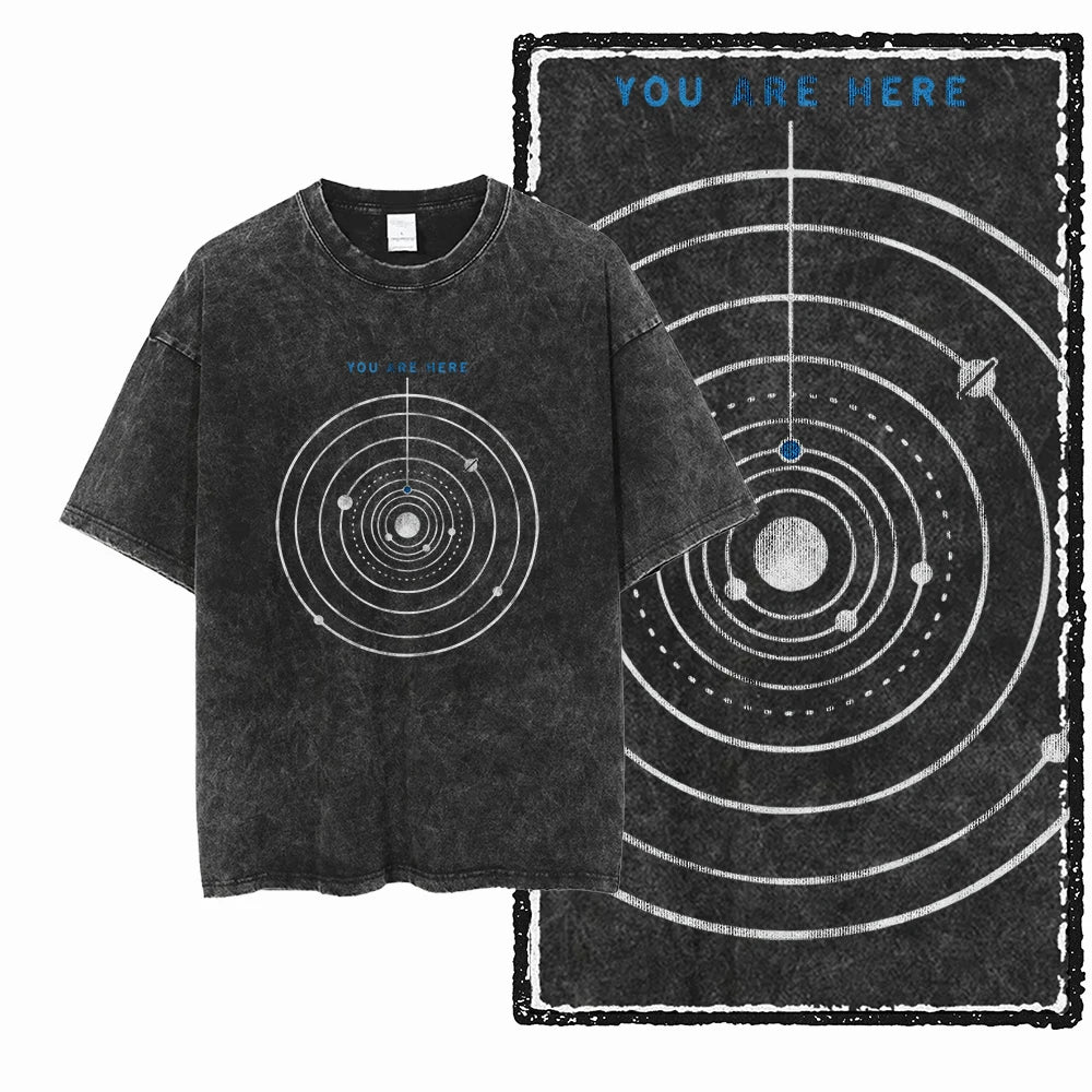 SA ASTRONAUT SPACE THEMES Printed Cotton Acid Washed Graphic Unisex T Shirt Cool Streetwear Men Tshirts Big Size Tee for men
