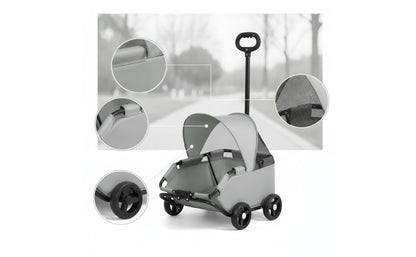 Four-Wheel Pet Stroller Compact Dog Stroller with Canopy Easy-to-Maneuver Roomy for Dogs, Outdoor Walks, Travel