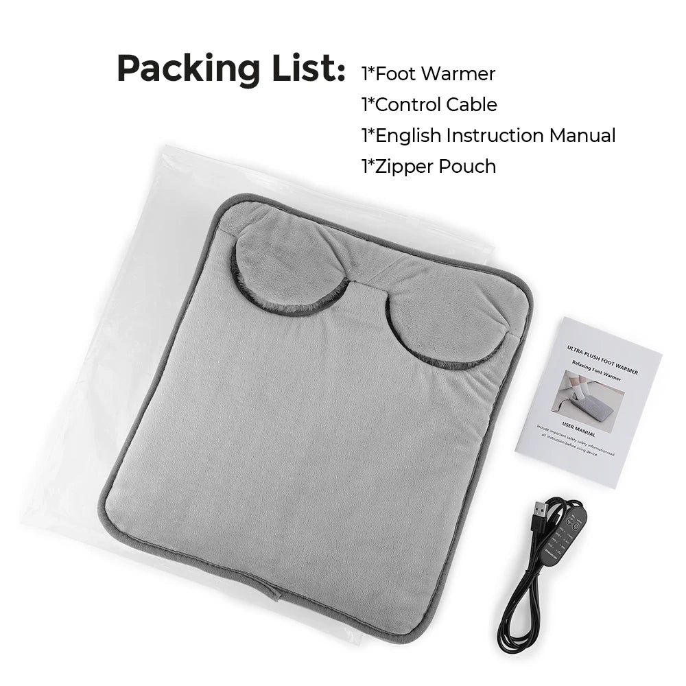 Electric Foot Heating Pad Massage Cushion Portable Foot Warmer 4 Levels Temperature 4 Timer Heated Foot Massager Warming Mat