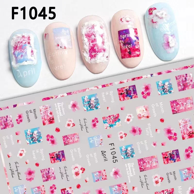 Black and White Love Flowers Line Art 3D Stickers Nail Decals Nail Art Accessories Butterfly Rose Nail Stickers Nail Sliders