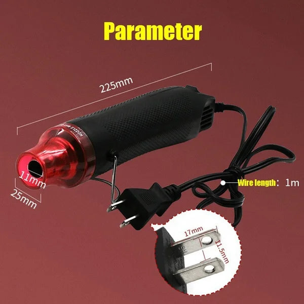 300W Electrical Mini Heat Gun Handheld Hot Air Gun with 300PCS Heat Shrink Butt for DIY Craft Embossing Shrink Wrapping PVC
