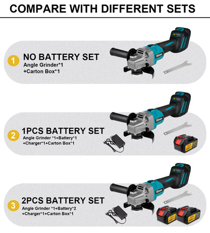 125mm 7 Gears Brushless Angle Grinder Polishing Cutting Machine Electric Angle Grinder Power Tool for Makita 18V Battery Pins