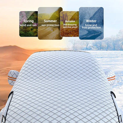 SEAMETAL Upgraded Car Window Snow Cover Large Size Windshield Snow Shield with Hood Cover Universal for Sedan Suv Hatchback