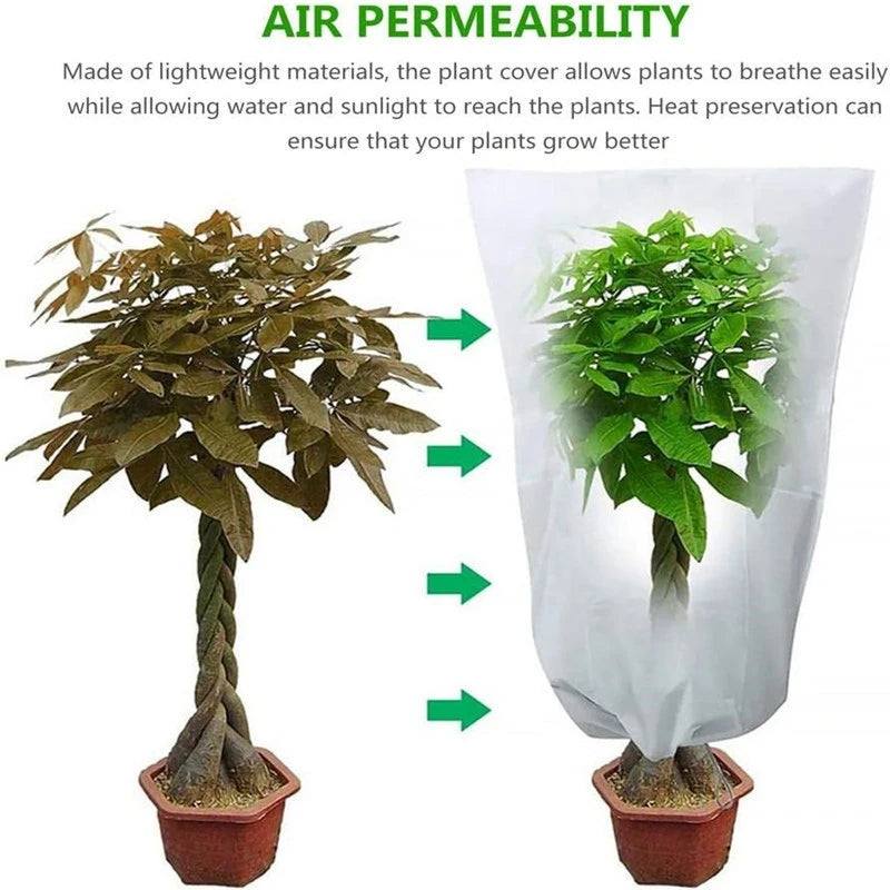 Plant Cover Winter Tree Antifreeze Frost Cover Garden Yard Plant Cold Proof Non-woven Fabric Drawstring Zipper Bag Multiple-Size