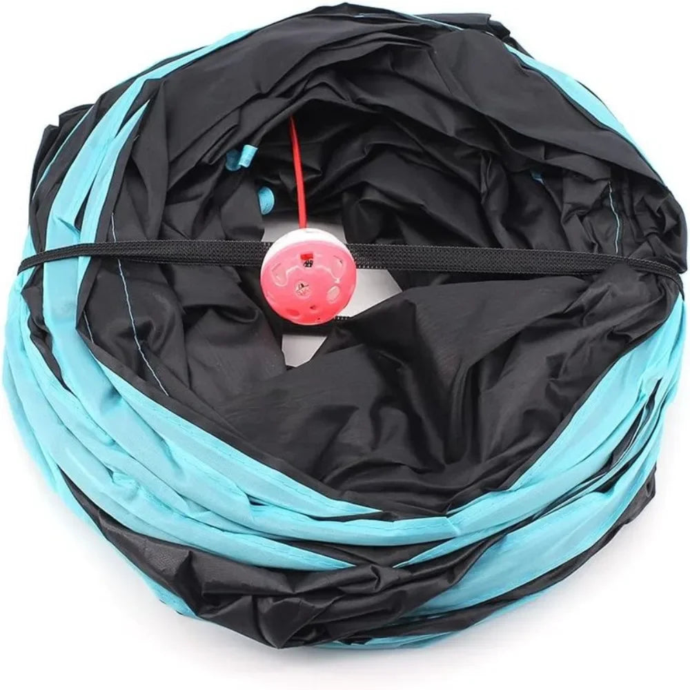 5-Way Foldable S-Shaped Pop Up Cat Tunnel Maze Toy, Interactive Collapsible Play House for Kittens, Small Rabbits, Puppies, Ferrets and Guinea Pigs, Breathable Pet Activity Tunnel for Indoor Entertainment