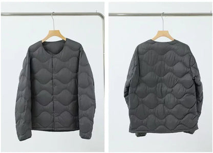 2025 Autumn and Winter Men's New Round Neck/v Collar Down Liner Jacket All-match Fashion Warm Men's Down Jacket Long Sleeve Coat