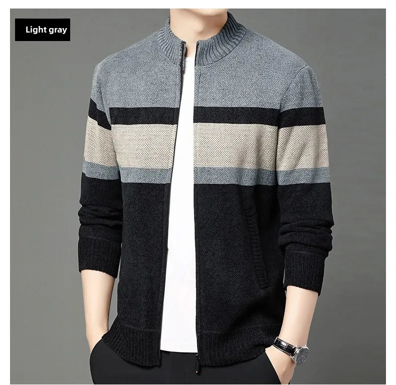 Premium Thick Chenille Fabric Warm New Brand Casual Fashion Stand Collar Men Jacket Streetwear Zipper Autumn Winter Coats