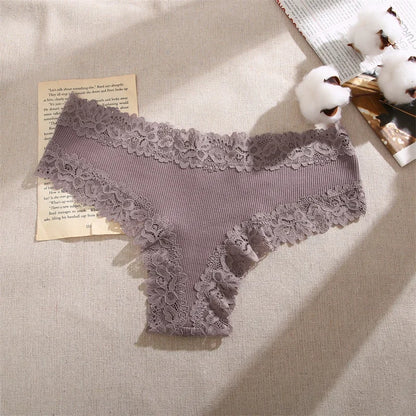 3Pcs/set Women Cotton Lace Panties Floral Intimate Underwear Trendy Patchwork Lace Briefs Female Soft Underpants Lingerie S-XL