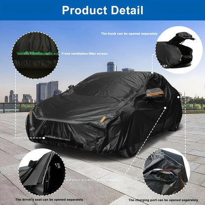 Car Cover Outdoor Protection Exterior Sun Snow UV Covers SUV Sedan Auto Sunshade Dustproof Waterproof Black Silver
