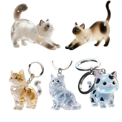 Cute Animal Fur Capsule Keychain, Transparent Cat Hair Bag Pendant, Souvenir Collection and Gift Decorative Accessory
