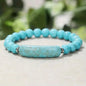 1pc Handmade Stone Bracelet Turquoise  Malachite Gemstone Crystal Rough Bracelet Body Energy Yoga