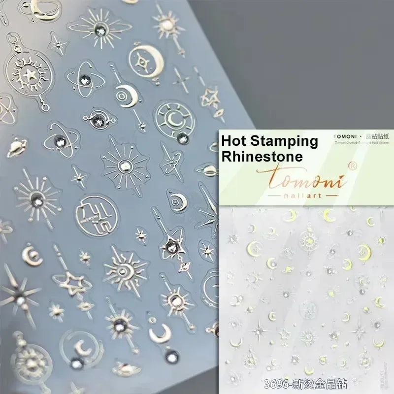 1 piece  5D silver nail stickers metal mini star nail art stickers high quality exquisite decals self-adhesive nail art stickers