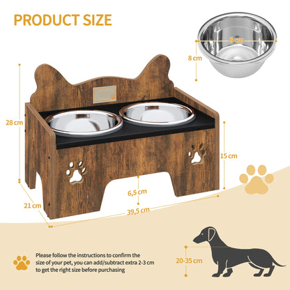 Raised Dog Bowl, Includes Two Stainless Steel Bowls with Splash-proof, Squeaky-Free Design, Suitable for Small and Medium Dogs