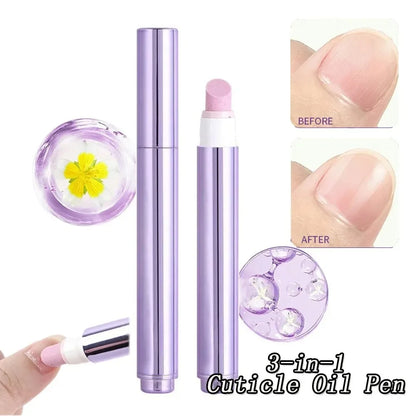 5PCS 3-in-1 Cuticle Oil Pen DeadSkin Remover Cuticle Pusher Grinding Pen With Ceramic Tip Cuticle Remover Pen Nail Care Tool