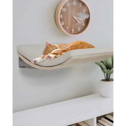 Custom Modern Wood Cat Climbing Frame Wall Mounted Shelves with Hammock and 3 Steps for Cats Furniture