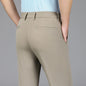 New Summer Men's Ice Silk High Stretch Business Suit Pants Male Army Green Blue Elastic Formal Office Straight Formal Trousers