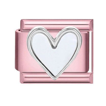 2025 New Women Romantic Pink Cherry Heart Shiny CZ Italian Charm Links Fit 9mm Bracelet Stainless Steel DIY Making Jewelry Gifts
