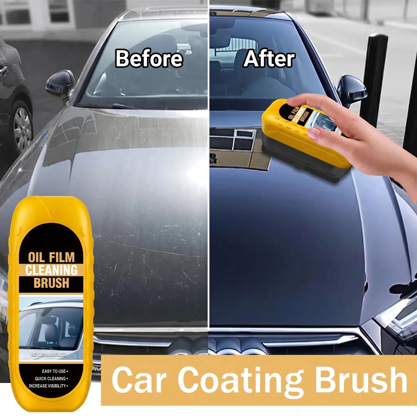 Car Windshield Oil Film Remover Crystal Clear Vision Glass Cleaner Brush For Front Interior Window Windshield Cleaning Care Tool