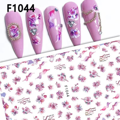 1PCS Marbled Nail Sticker 3D Abstract Lines Sticker Nail Art Supplies Nail Decals Y2K Laser Butterfly Ladies Nail Art Decoration