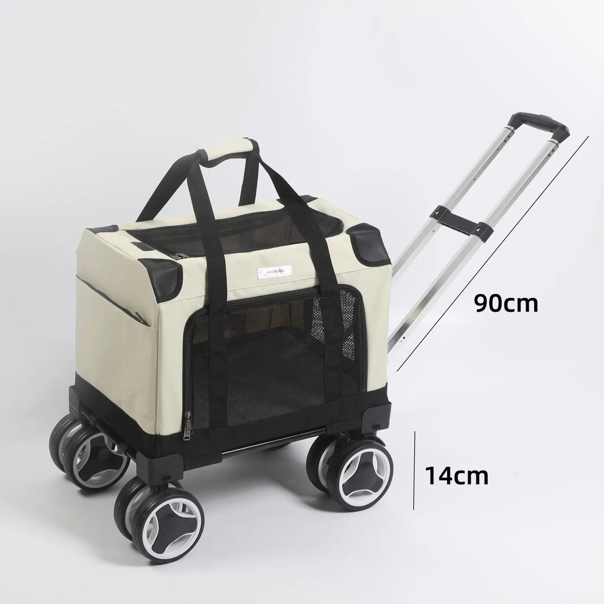 Large Wheel Breathable Pet Rolling Carrier Large Capacity Travel Bag For Two Cats Dogs Portable Car Pet Stroller