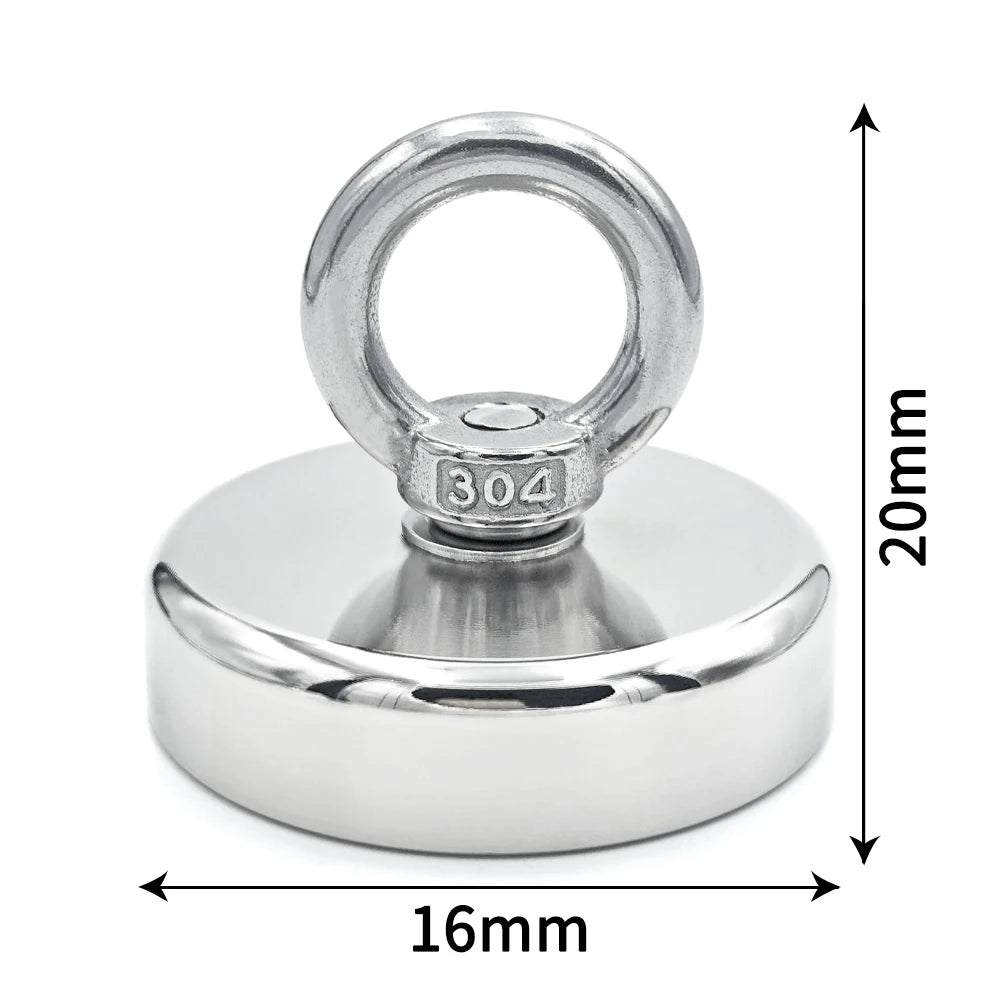 D16~D42mm Super Strong Neodymium Fishing Hook N52 Heavy Duty Rare Earth Neodymium with Countersunk Hole Eyebolt Salvage Magnetic