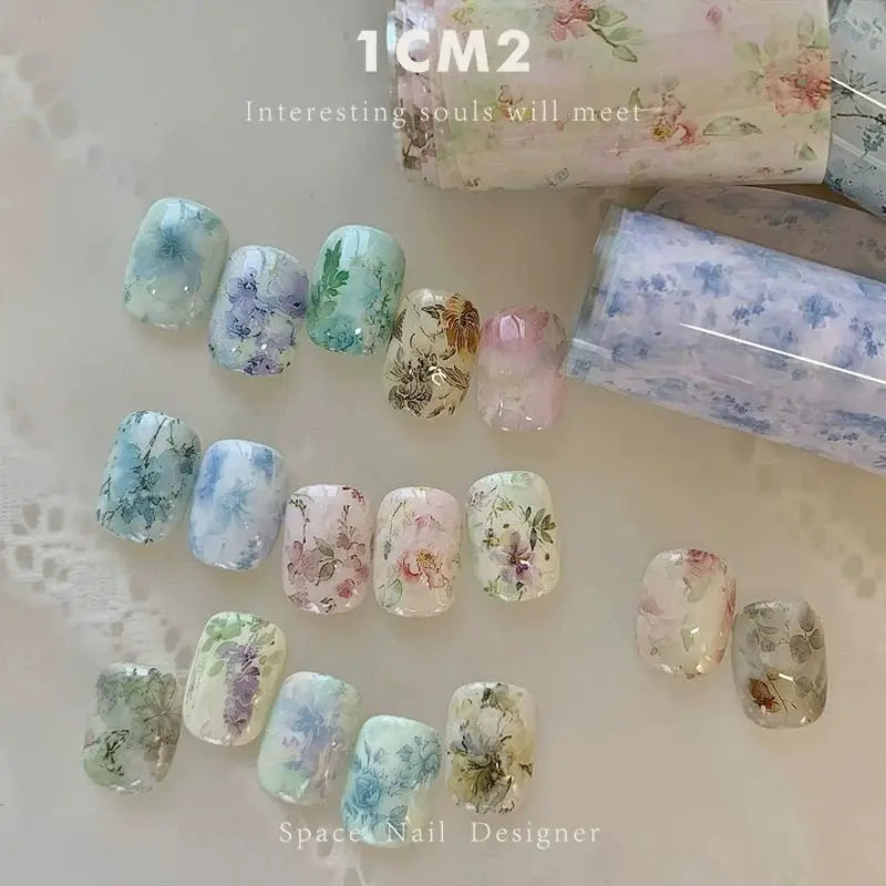 10Rolls Plaid Thousand-Bird Bow  Stars Nail Foils Transfer Paper  Nail Art Stickers  Manicure Set Decal  Nails Decoration