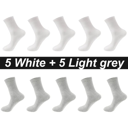 10Pairs/Lot Men Combed Cotton Socks Black Casual Business Breathable High Quality Man Sock New For Male Plus Size EU38-48