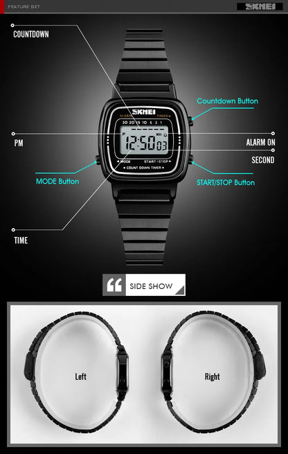 SKMEI 1901 Luxury Women Watches Small Dial Digital Chrono Calendar Watch Waterproof Ladies Wristwatch Clock Montre femme 1620