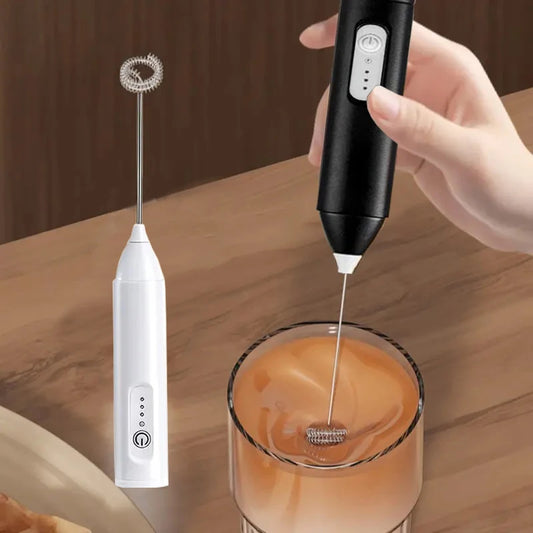 2-in-1 Electric Milk Frother and Handheld Mixer with USB Charging, 3-Speed Adjustable Powerful Motor, Handheld Milk Frother