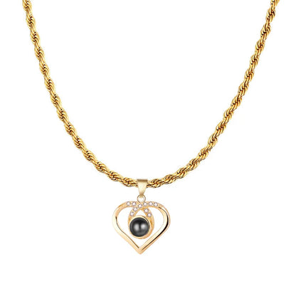 Custom Color Photo Projection Necklace Stainless Steel Rope Chain Valentine's Day Mother's Day Exquisite Fashion Gift for Women