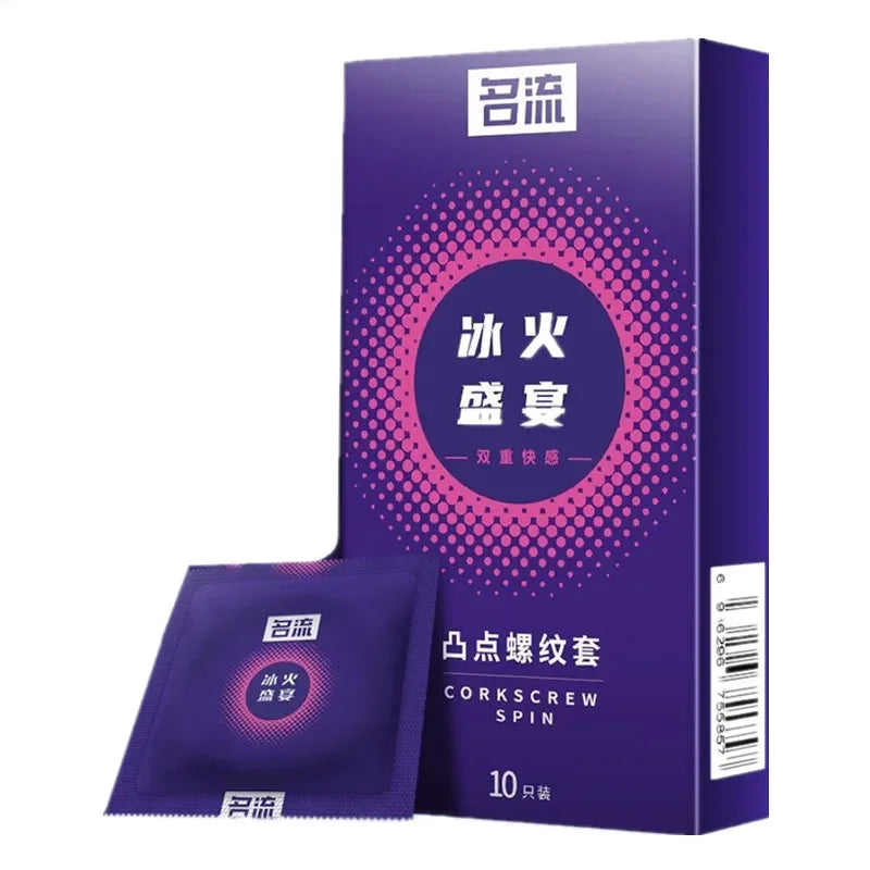 PERSONAGE Genuine Condoms Screw Thread Ice Fire Spike Dotted  Stimulation Orgasm Bump Condoms Safer Sex Products For Adult