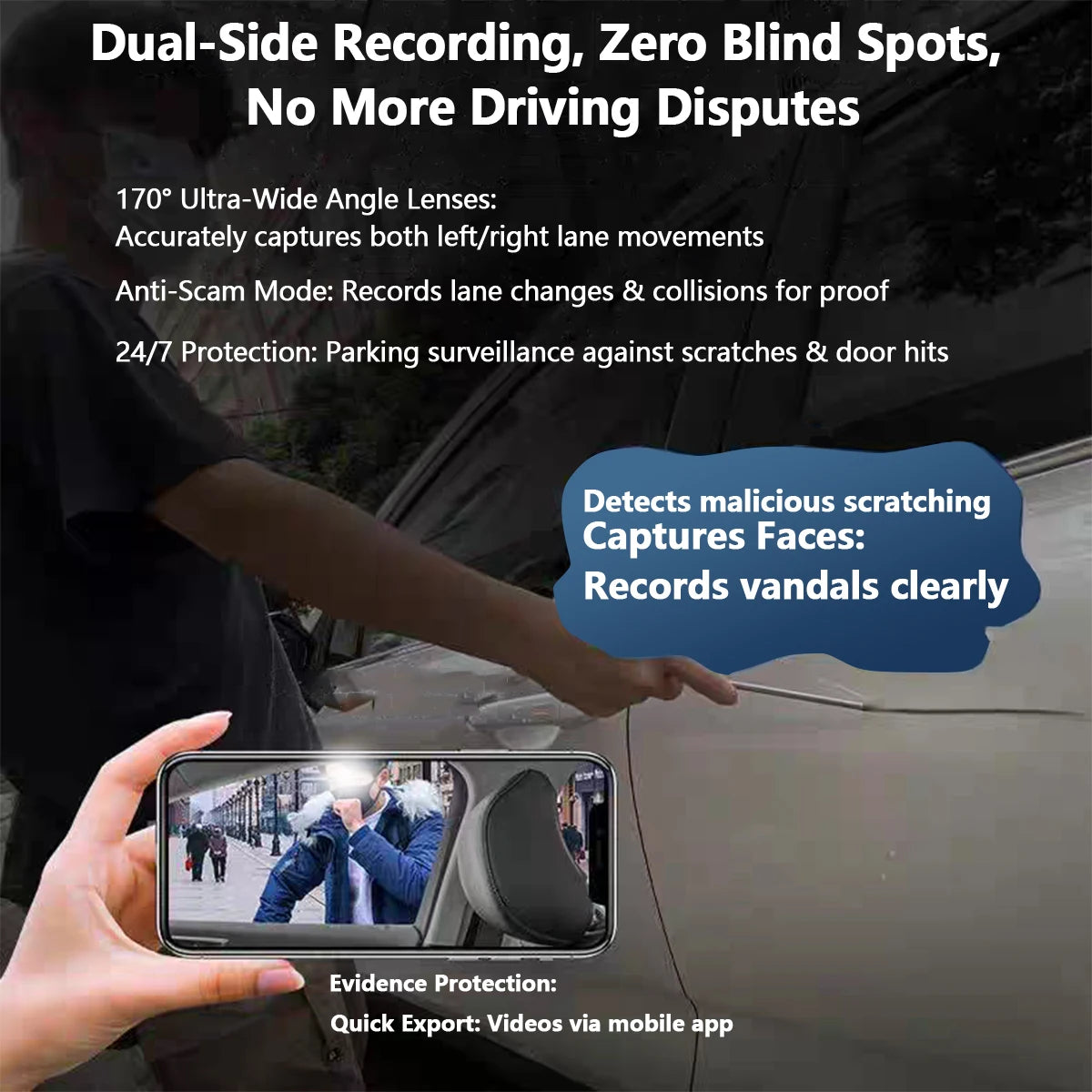 Dashcam 4 Channels WiFi Car DVR Dashboard Cameras for Car Way Back Box Parking Mode 24H Front and Rear Interior 360 Dash Cam