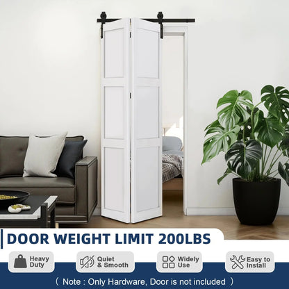 Heavy Duty Bi-Folding Sliding Barn Door Hardware Kit Quiet Side-Mounted Roller – 2/4 Bifold Doors For Closet Laundry Bedroom