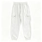 Men's Cotton Linen Blend Cargo Jogger Pants Elastic Waist Drawstring Multi Pockets Casual Breathable Streetwear Trousers for Men